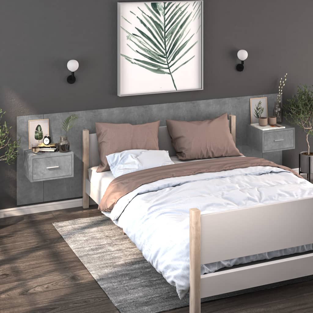 Wand-Nachttische 2 Stk. Betongrau