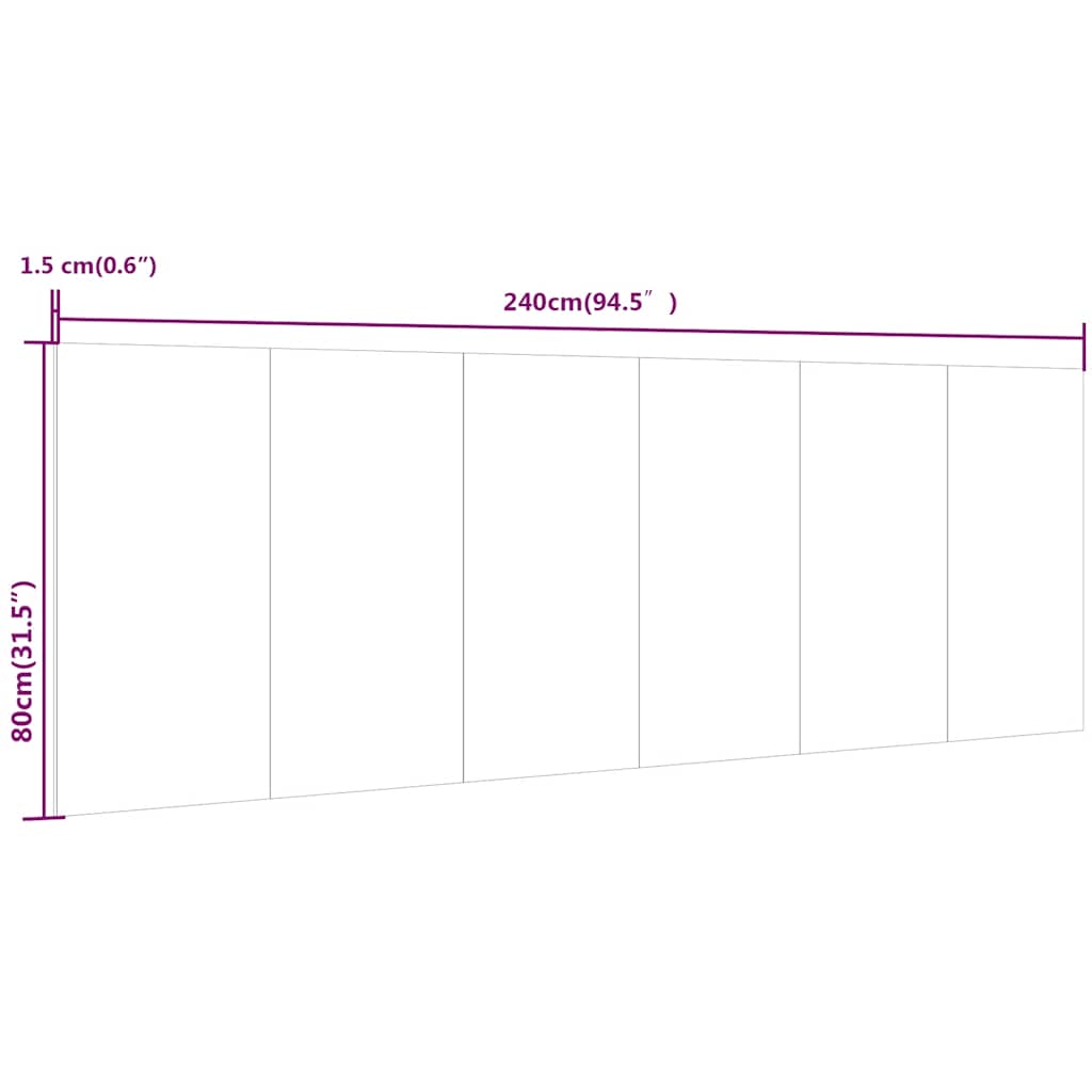 Wand-Kopfteil Schwarz 240x1,5x80 cm Holzwerkstoff