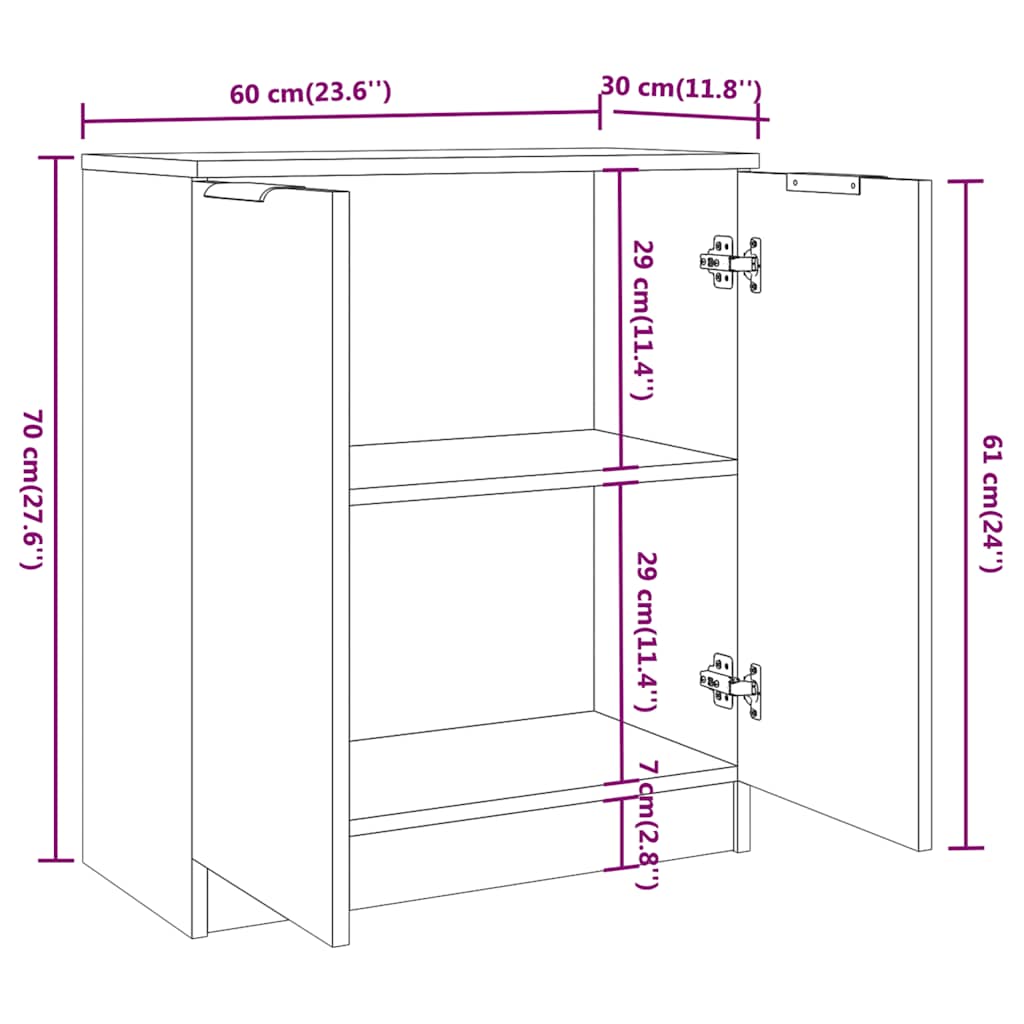 Sideboard Betongrau 60x30x70 cm Holzwerkstoff