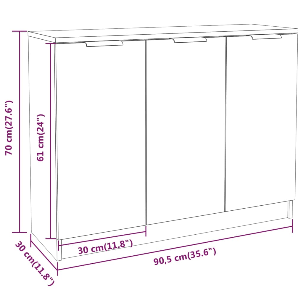 Sideboard Betongrau 90,5x30x70 cm Holzwerkstoff