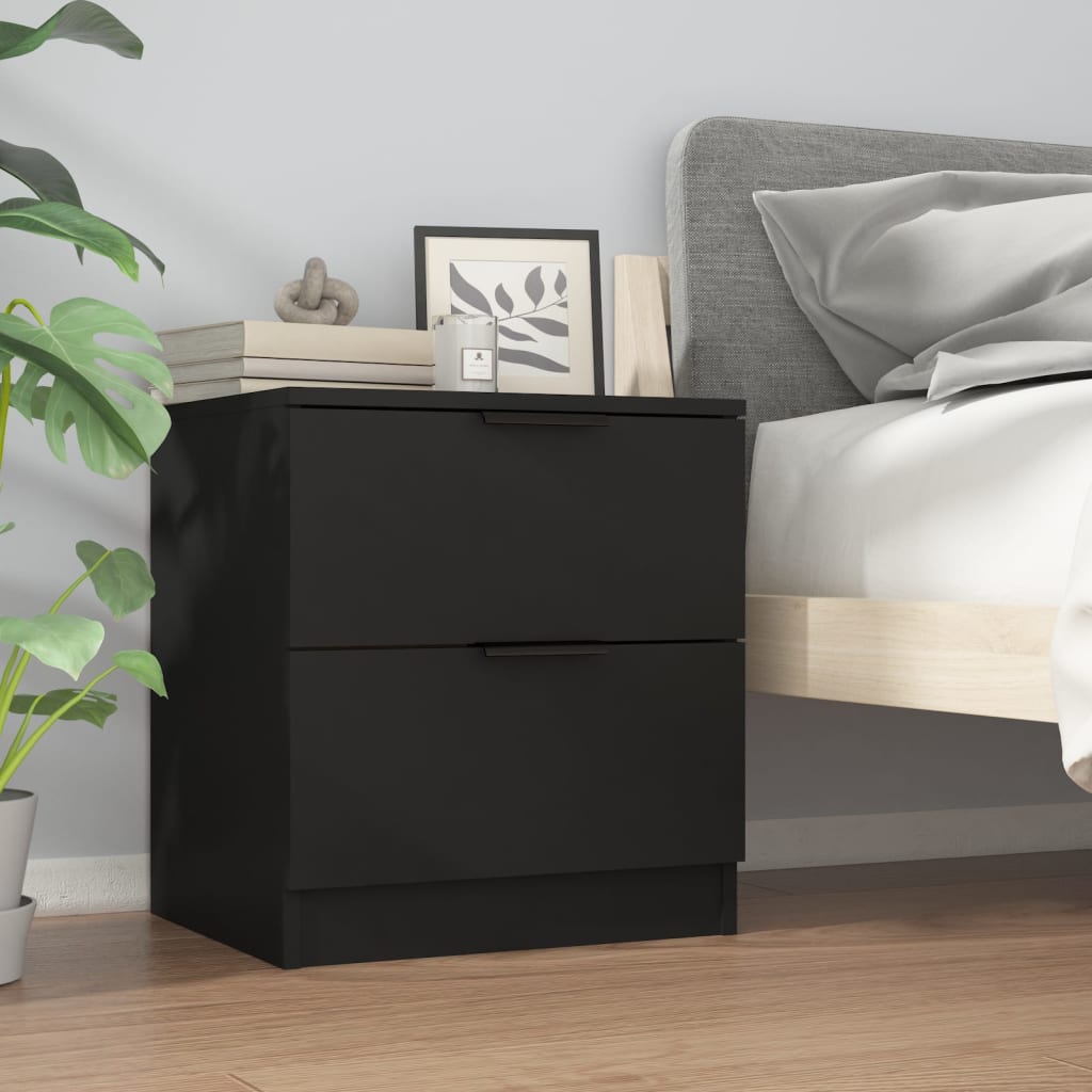 Nachttische 2 Stk. Schwarz Holzwerkstoff
