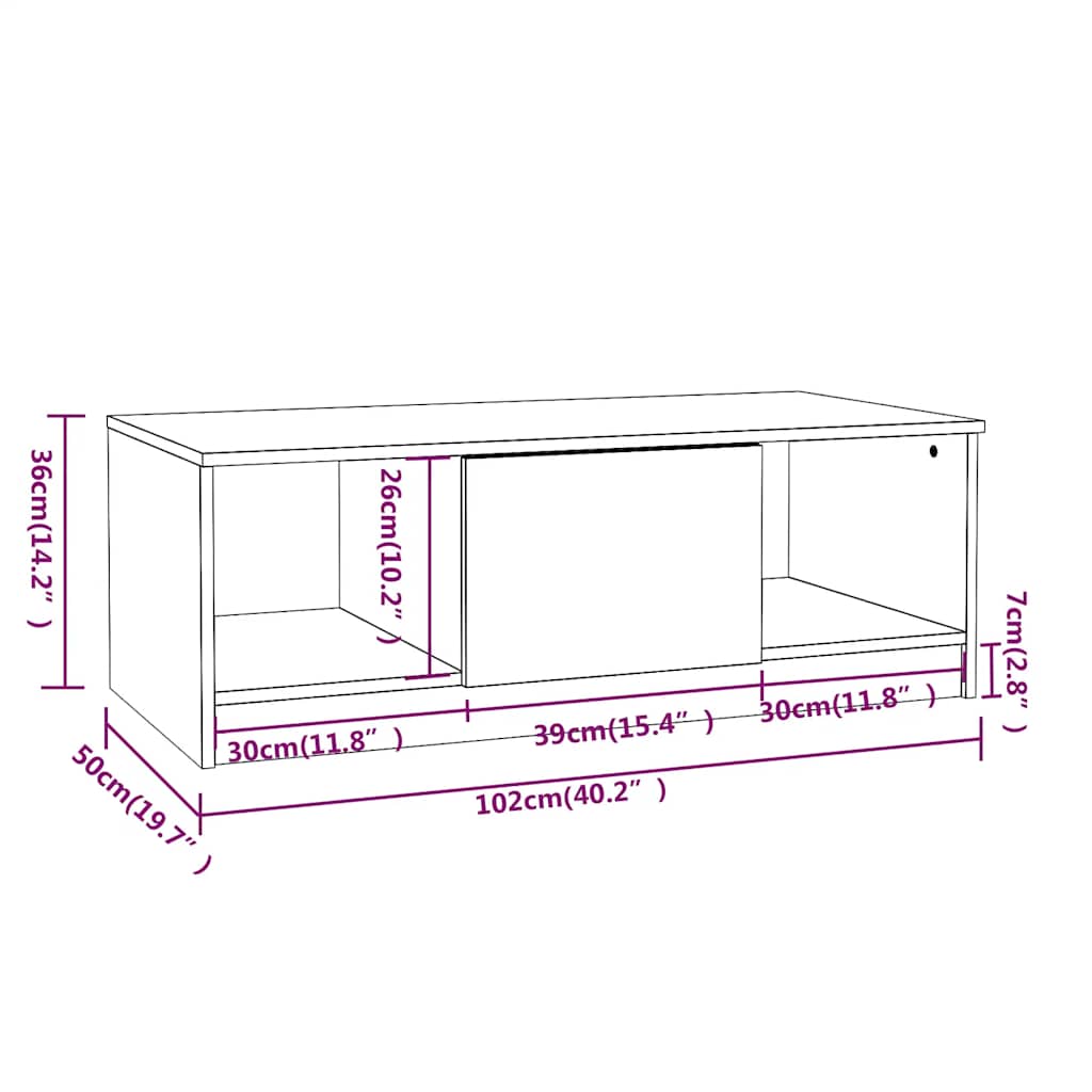 Couchtisch Sonoma-Eiche 102x50x36 cm Holzwerkstoff