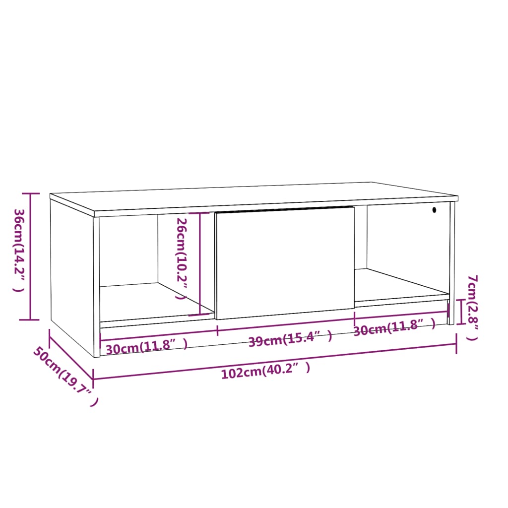 Couchtisch Betongrau 102x50x36 cm Holzwerkstoff