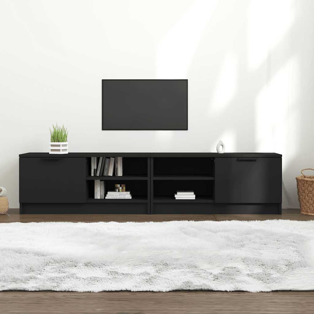 TV-Schränke 2 Stk. Schwarz 80x35x36,5 cm Holzwerkstoff