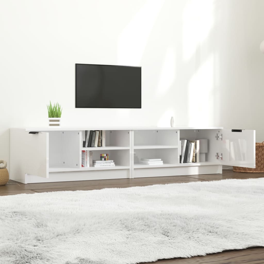 TV-Schränke 2 Stk. Hochglanz-Weiß 80x35x36,5 cm Holzwerkstoff