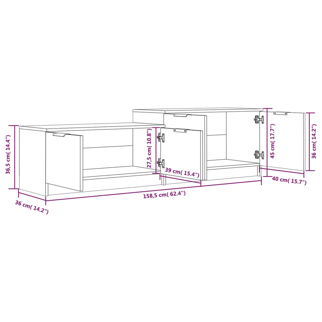 TV-Schrank Weiß 158,5x36x45 cm Holzwerkstoff