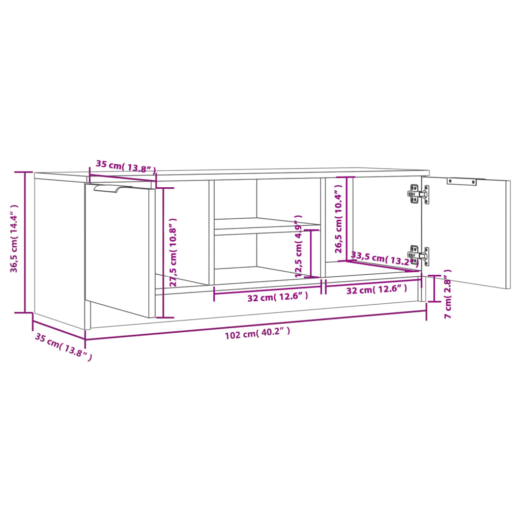 TV-Schrank Sonoma-Eiche 102x35x36,5 cm Holzwerkstoff
