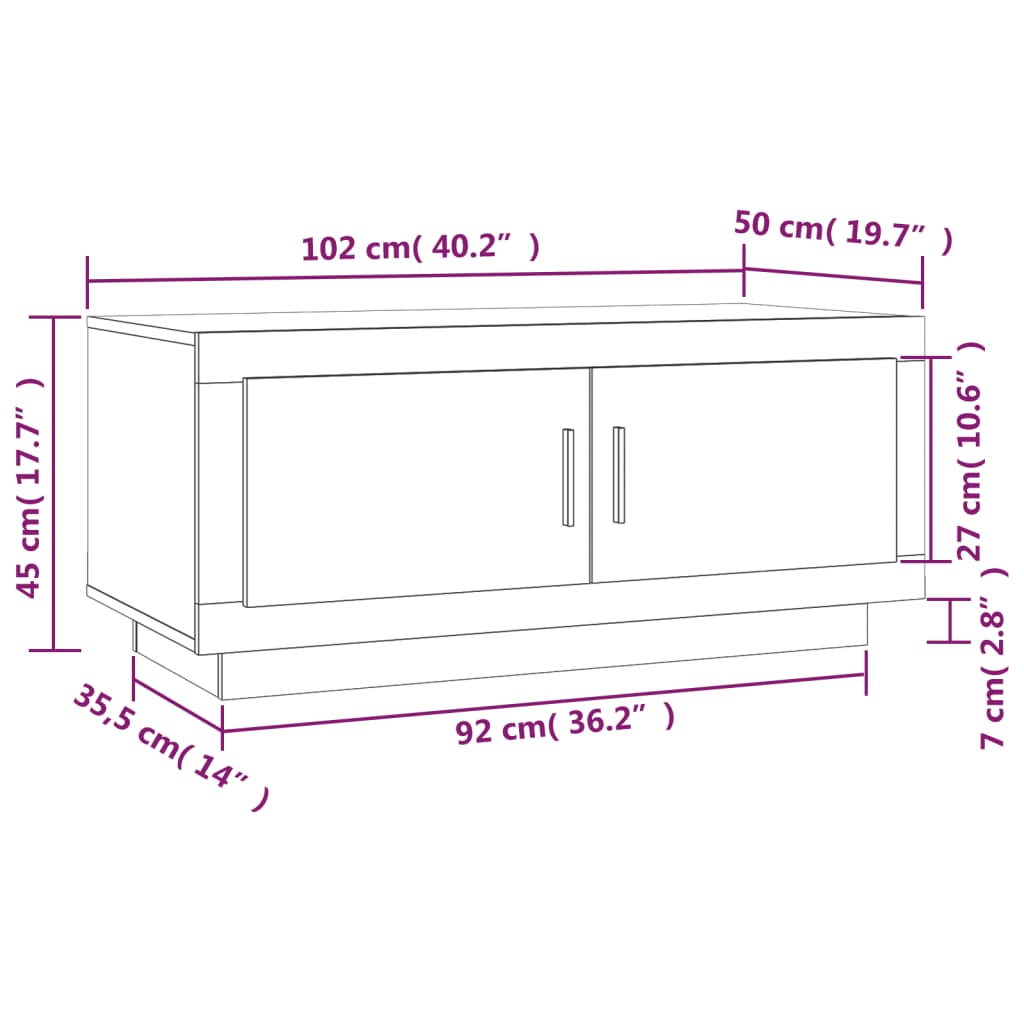 Couchtisch Hochglanz-Weiß 102x50x45 cm Holzwerkstoff