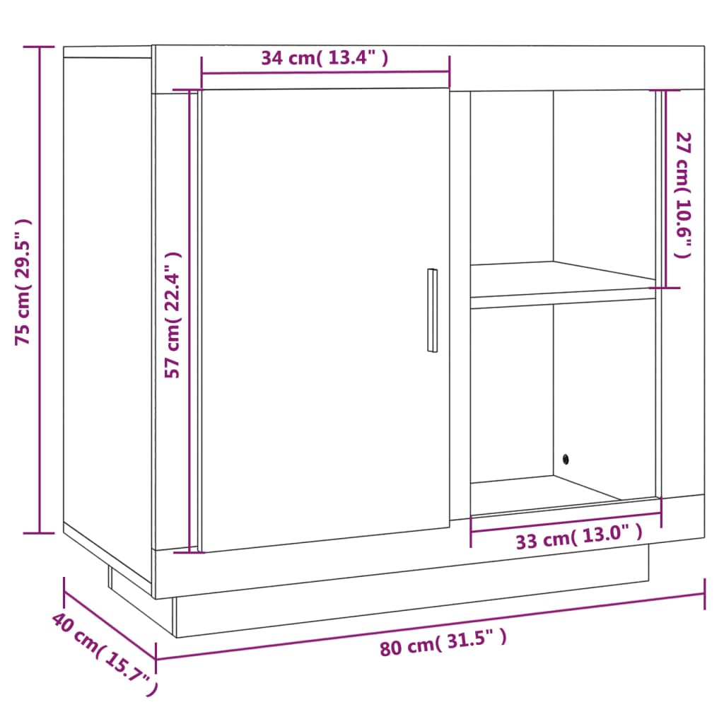 Sideboard Weiß 80x40x75 cm