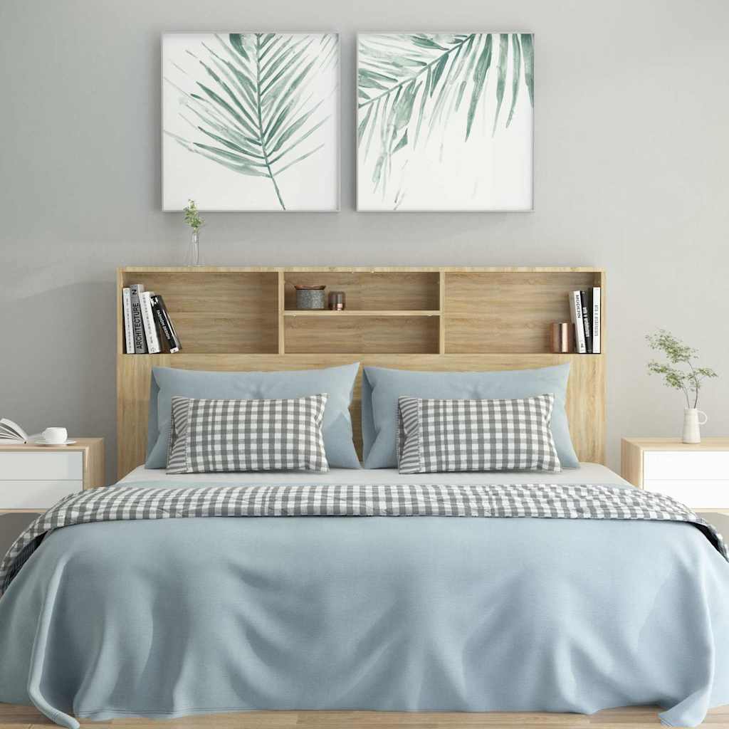 Bett-Kopfteil mit Ablagen Sonoma-Eiche 160x19x103,5 cm