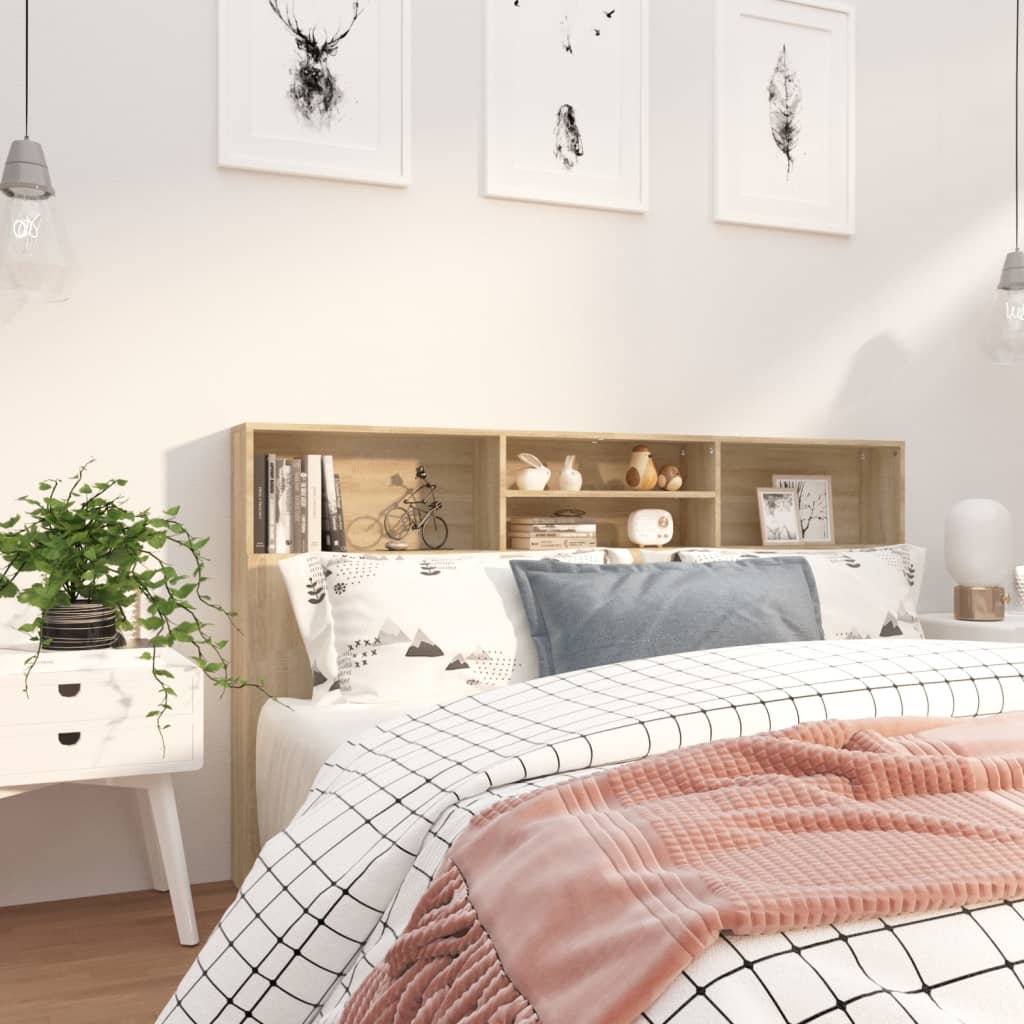 Bett-Kopfteil mit Ablagen Sonoma-Eiche 180x19x103,5 cm