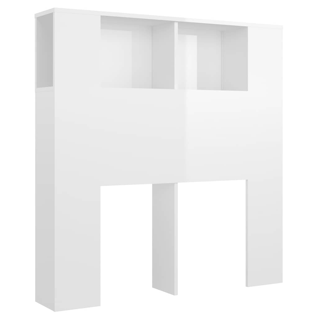 Kopfteil mit Ablagen Hochglanz-Weiß 100x18,5x102,5 cm