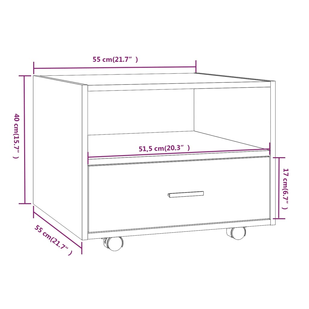 Couchtisch Grau Sonoma 55x55x40 cm Holzwerkstoff
