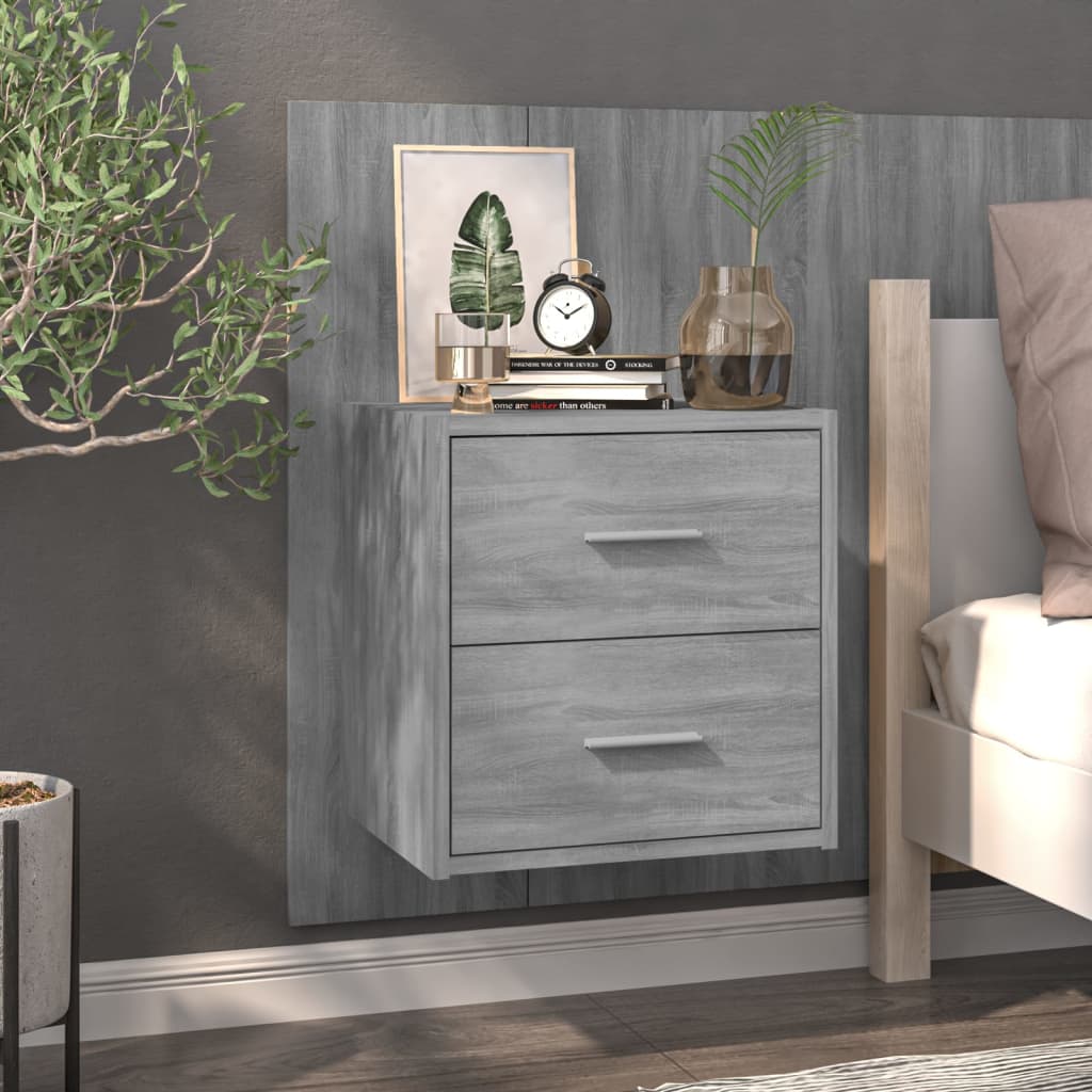 Wand-Nachttische 2 Stk. Grau Sonoma