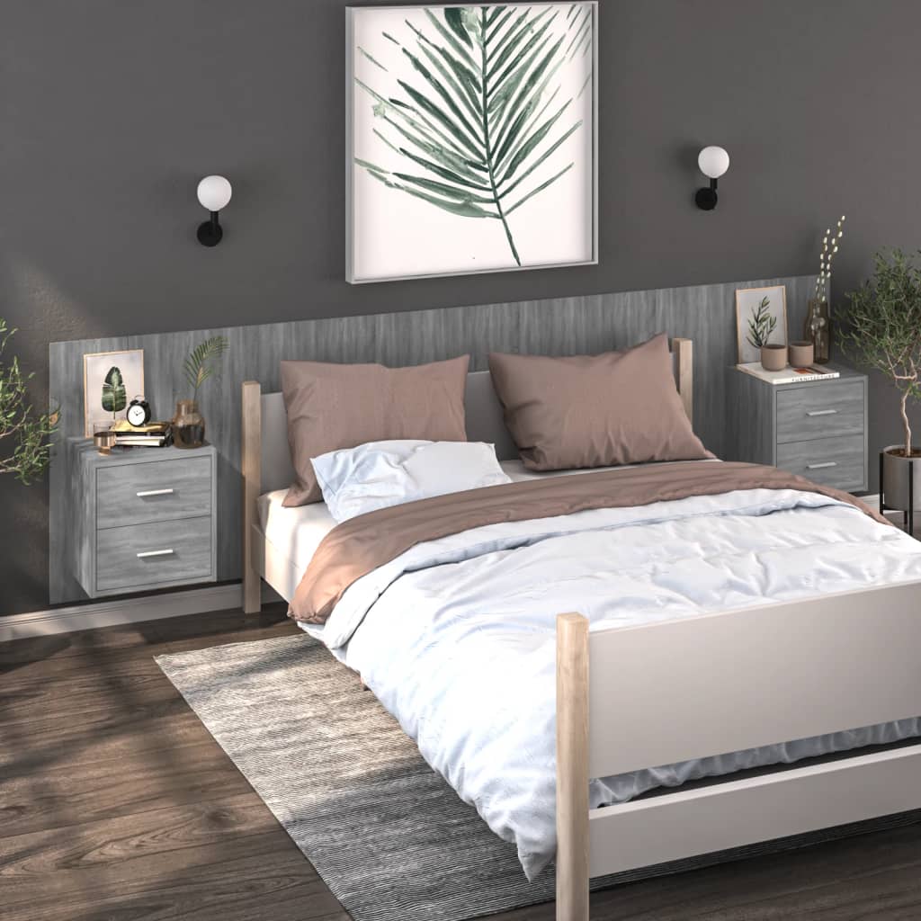 Wand-Nachttische 2 Stk. Grau Sonoma