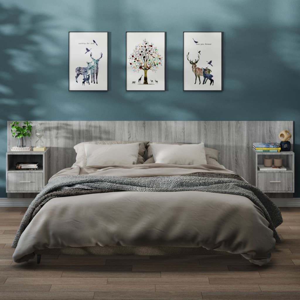Wand-Nachttische 2 Stk. Grau Sonoma