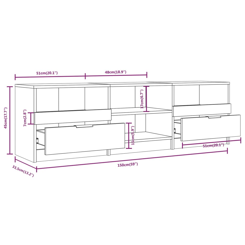 TV-Schrank Grau Sonoma 150x33,5x45 cm Holzwerkstoff