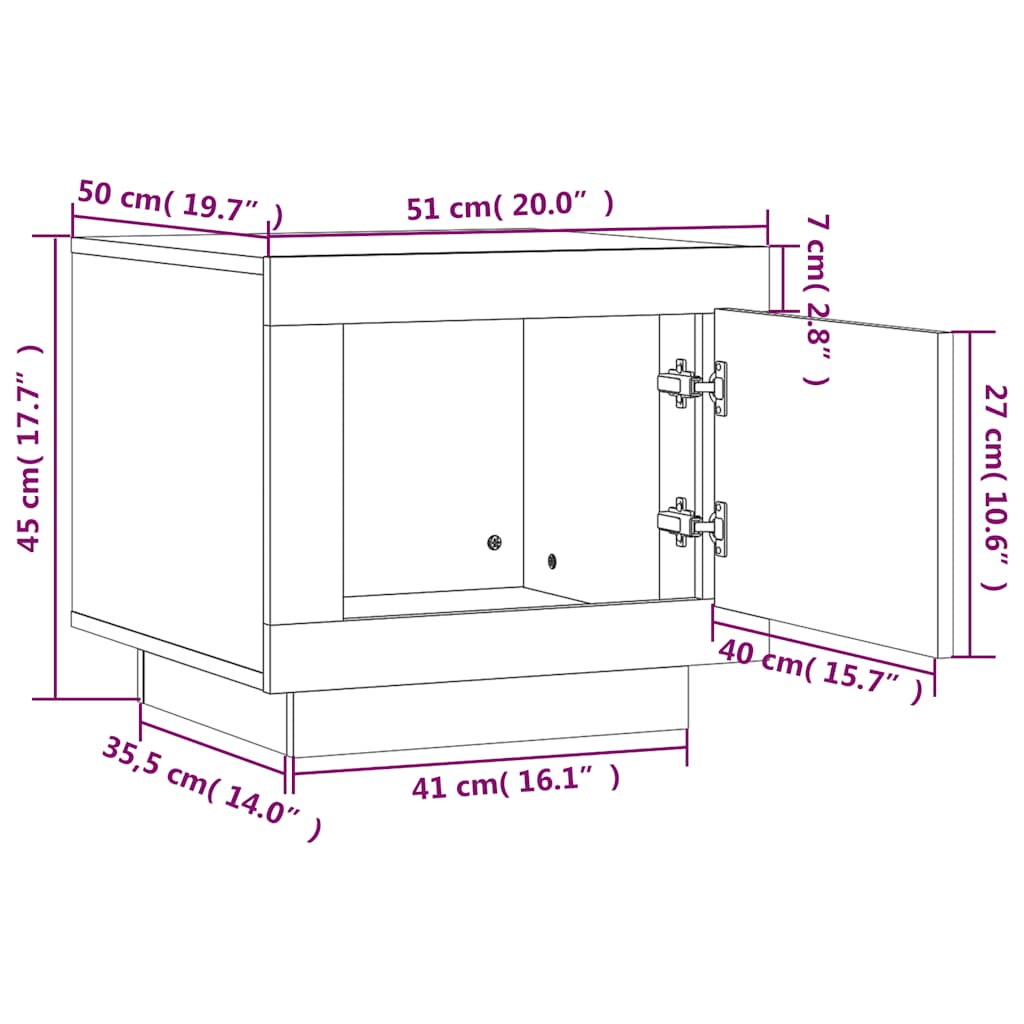 Couchtisch Braun Eichen-Optik 51x50x45 cm Holzwerkstoff