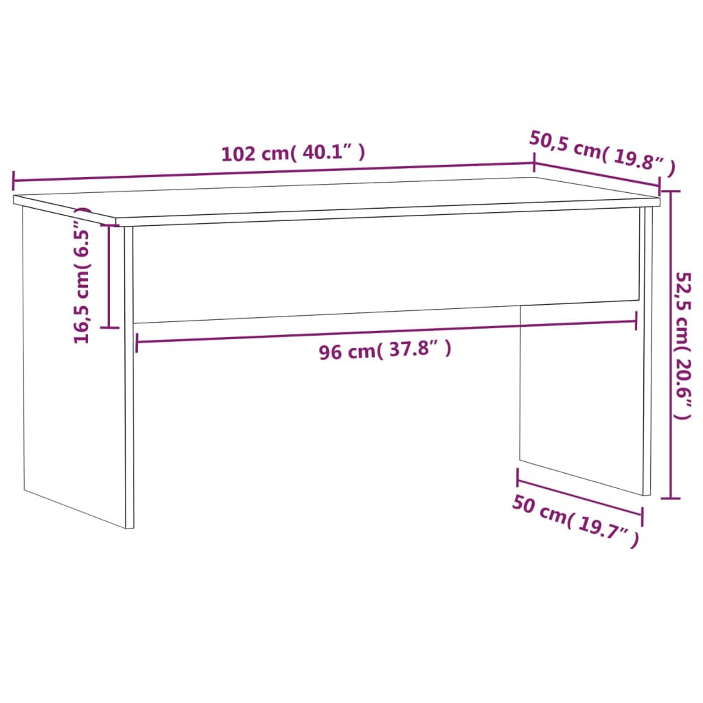 Couchtisch Sonoma-Eiche 102x50,5x52,5 cm Holzwerkstoff