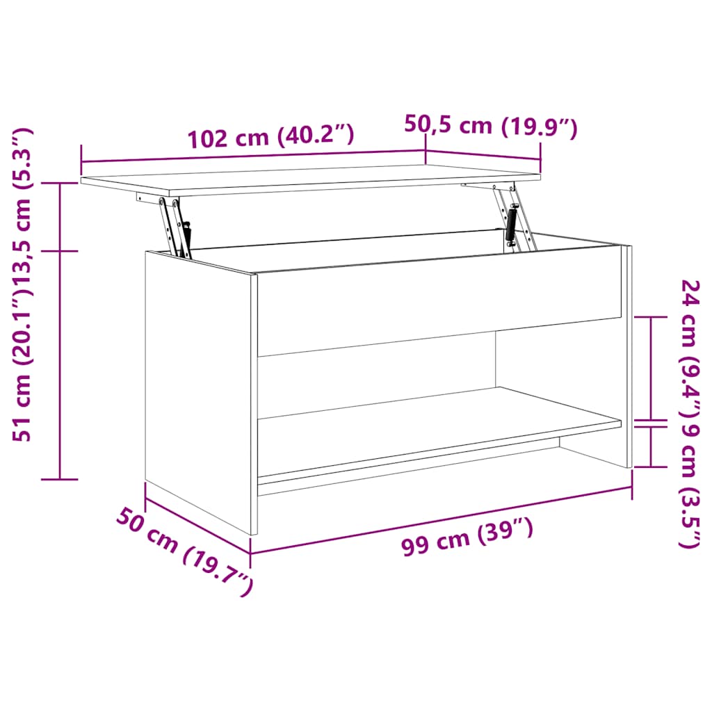Couchtisch Schwarz 102x50x52,5 cm Holzwerkstoff