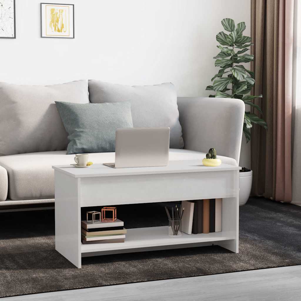Couchtisch Hochglanz-Weiß 102x50x52,5 cm Holzwerkstoff