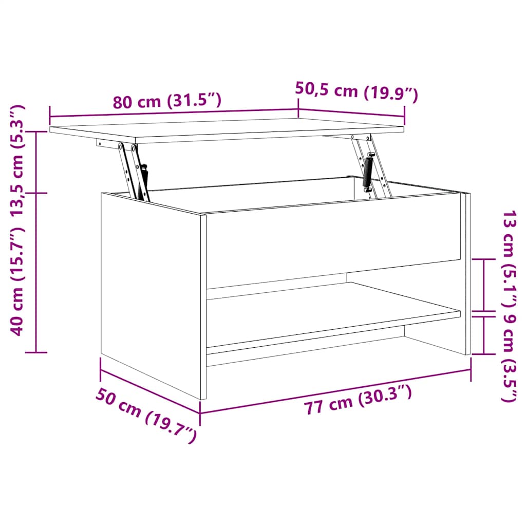 Couchtisch Schwarz 80x50x40 cm Holzwerkstoff