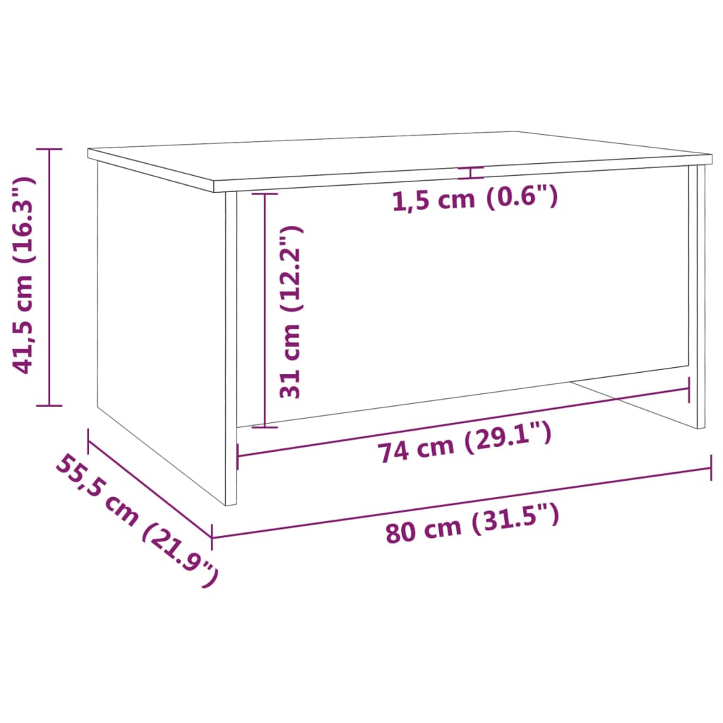 Couchtisch Schwarz 80x55,5x41,5 cm Holzwerkstoff
