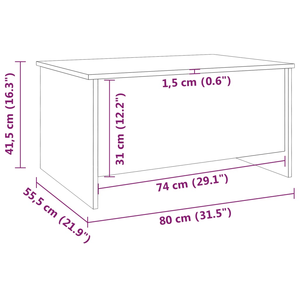 Couchtisch Betongrau 80x55,5x41,5 cm Holzwerkstoff