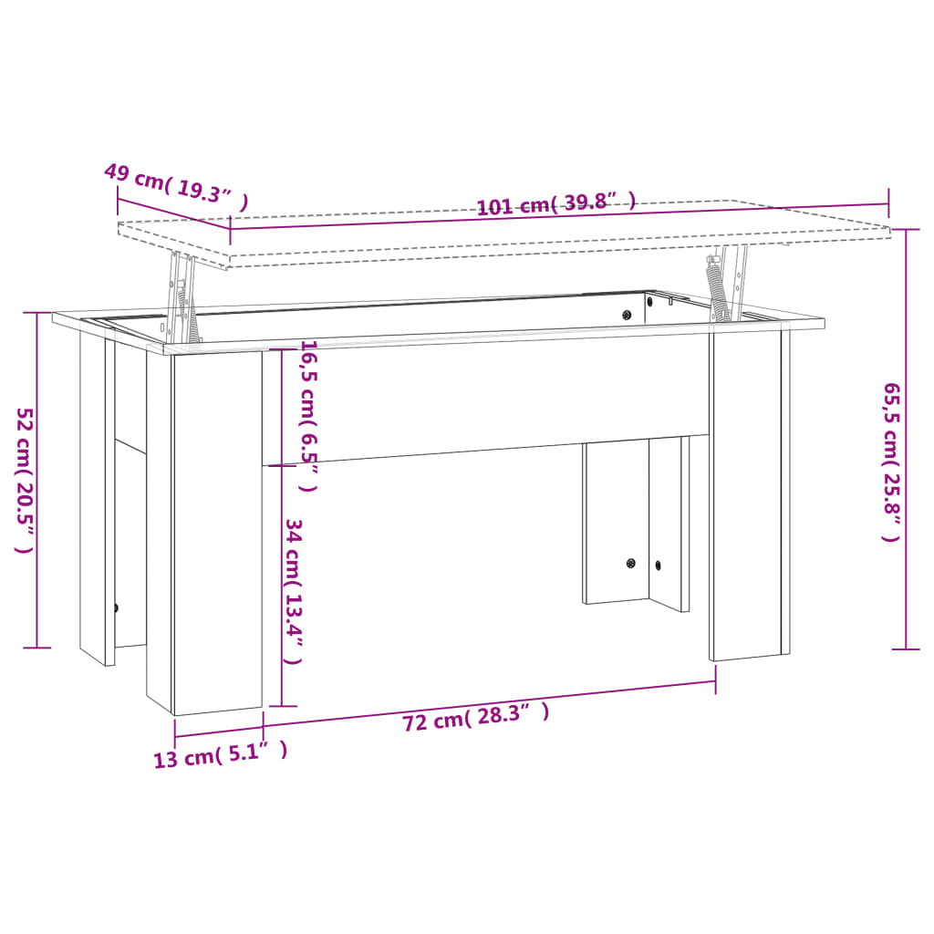 Couchtisch Betongrau 101x49x52 cm Holzwerkstoff