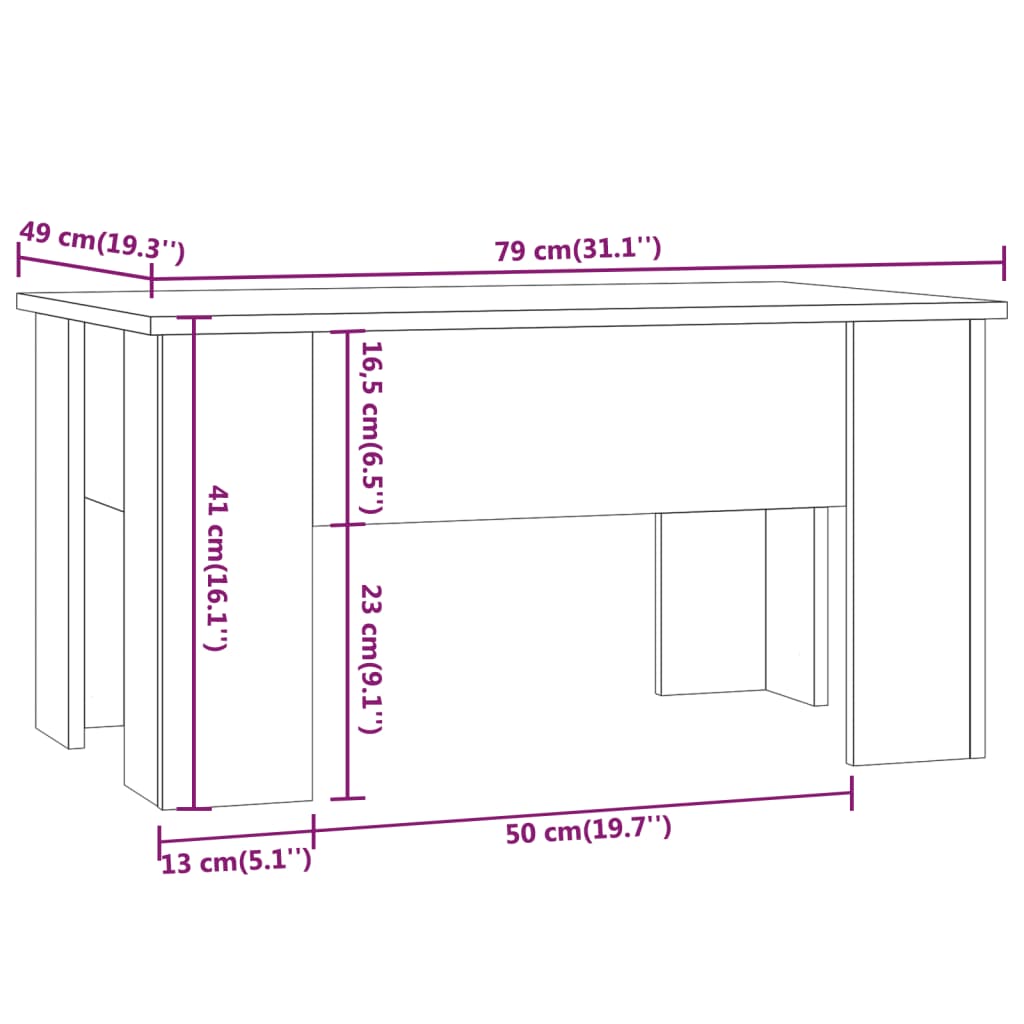 Couchtisch Sonoma-Eiche 79x49x41 cm Holzwerkstoff