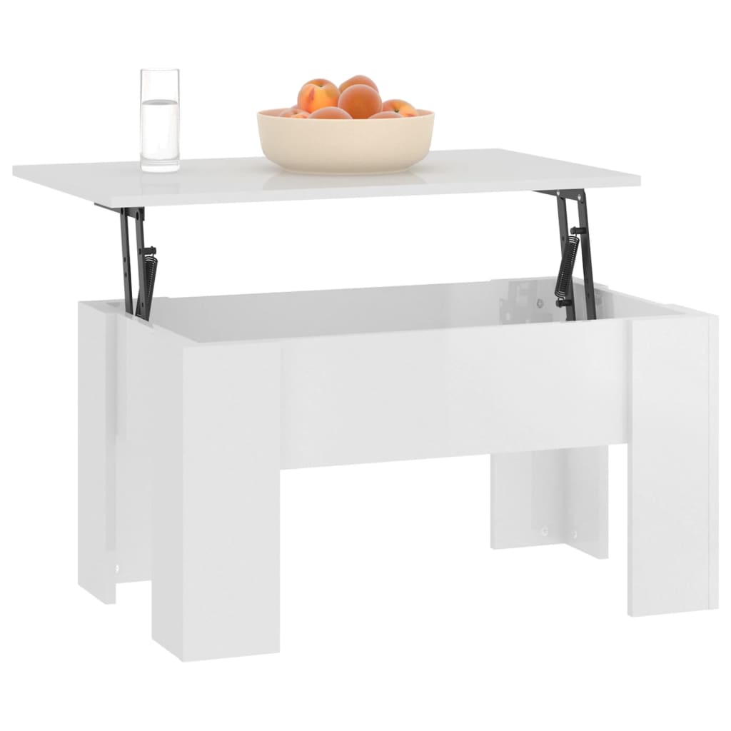 Couchtisch Hochglanz-Weiß 79x49x41 cm Holzwerkstoff