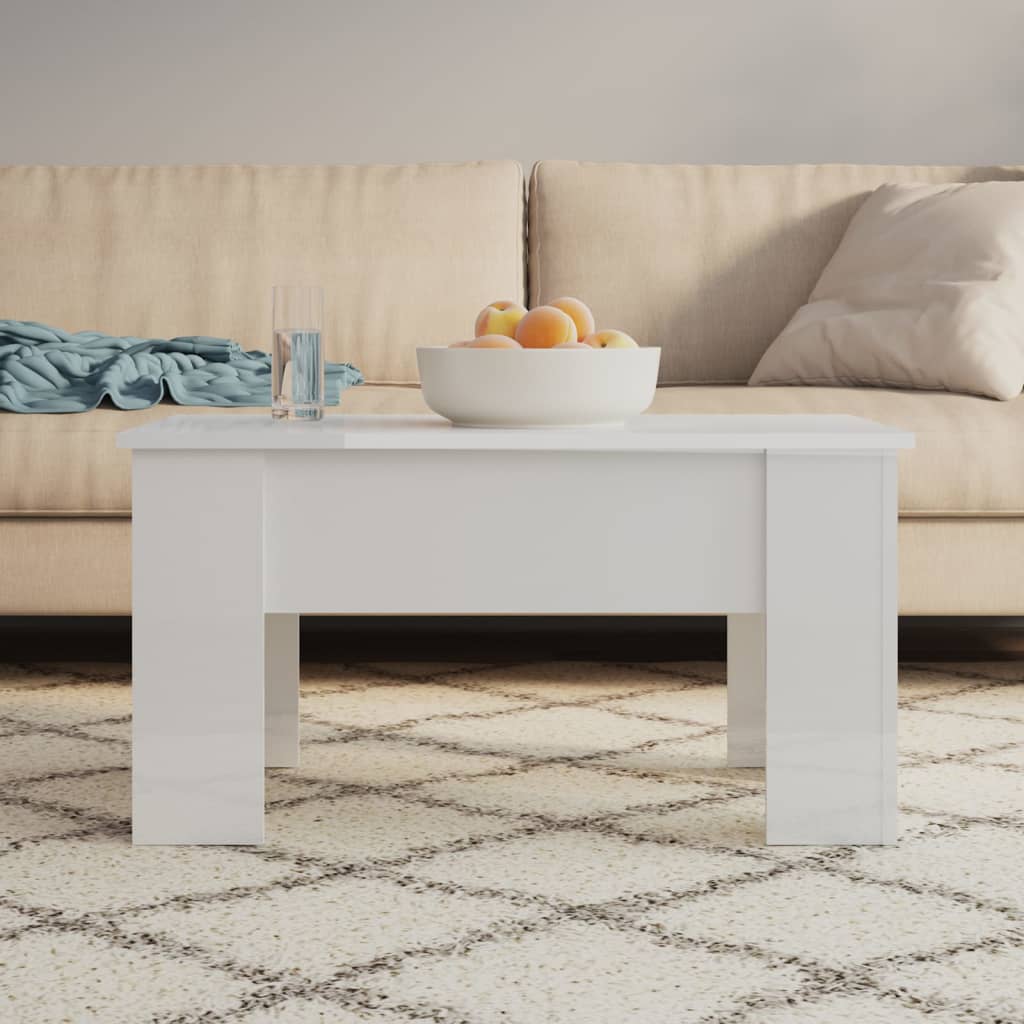 Couchtisch Hochglanz-Weiß 79x49x41 cm Holzwerkstoff