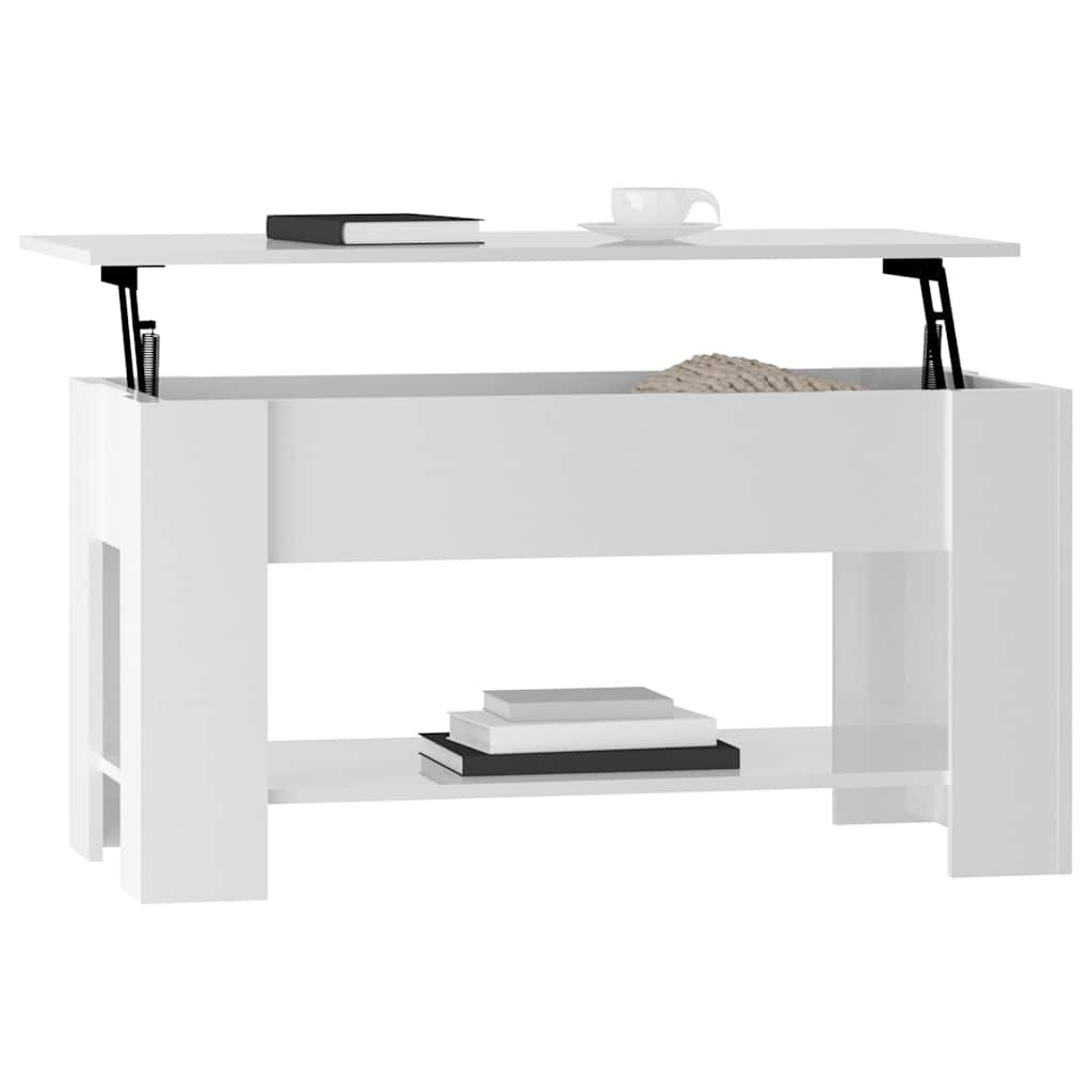 Couchtisch Hochglanz-Weiß 101x49x52 cm Holzwerkstoff
