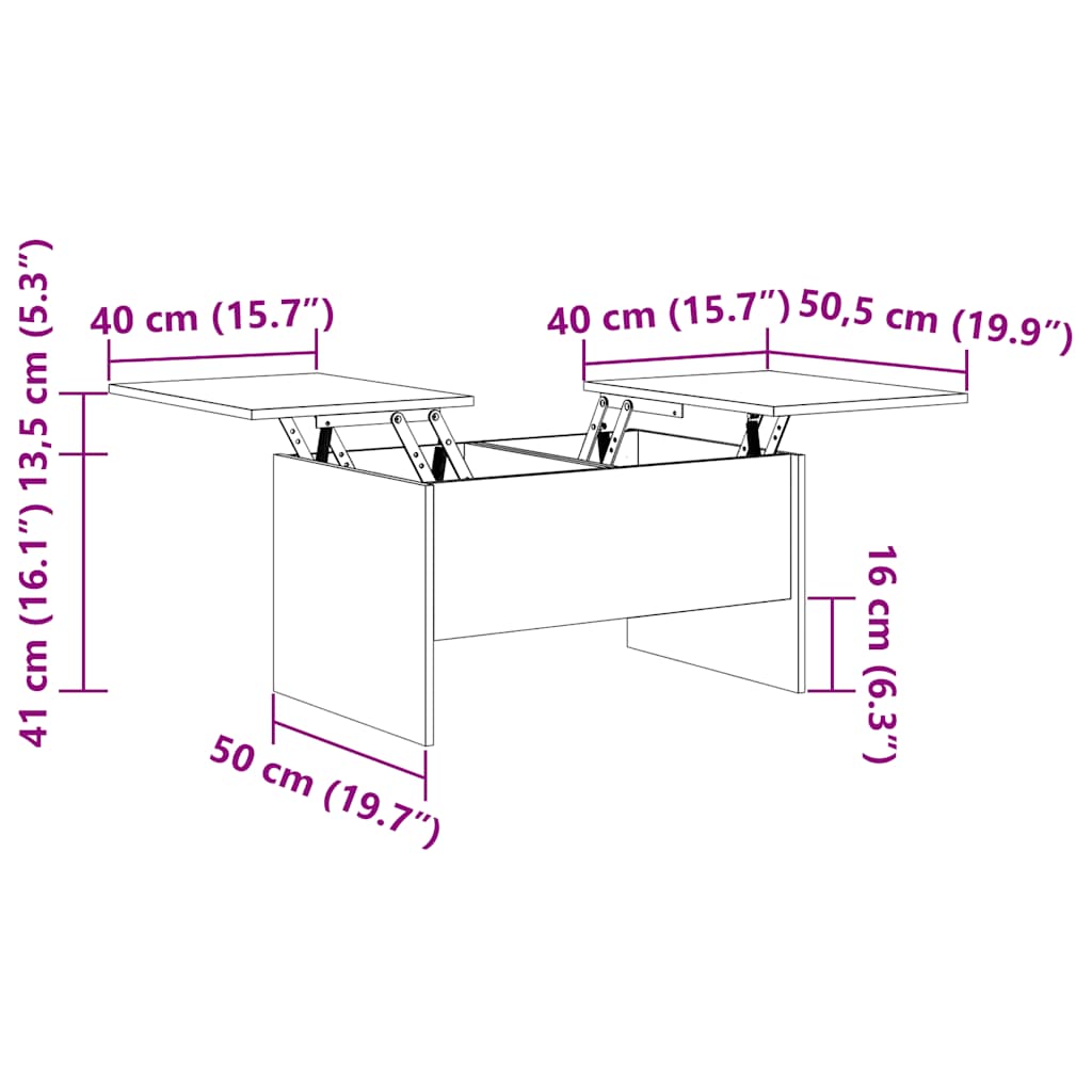 Couchtisch Schwarz 80x50x42,5 cm Holzwerkstoff