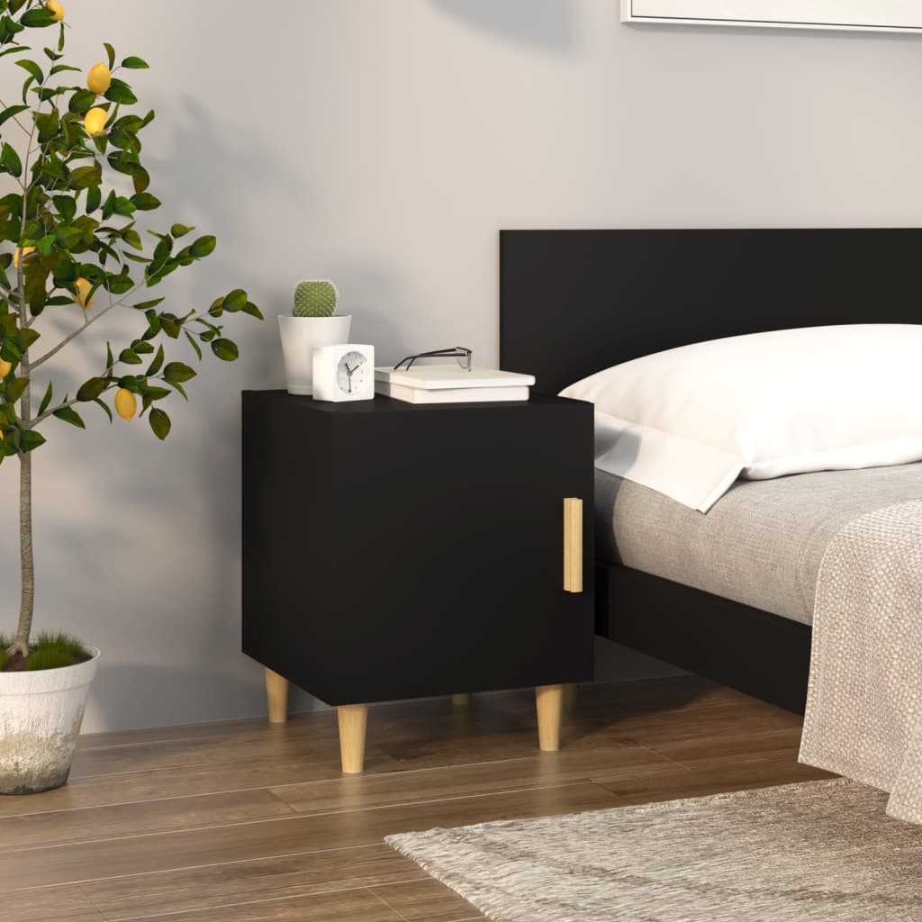 Nachttische 2 Stk. Schwarz Holzwerkstoff
