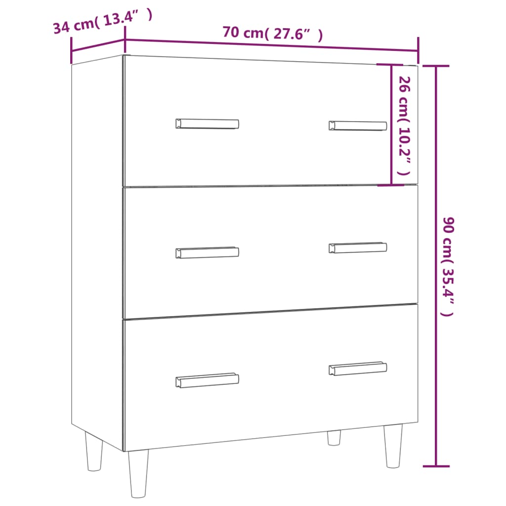 Sideboard Schwarz 70x34x90 cm Holzwerkstoff