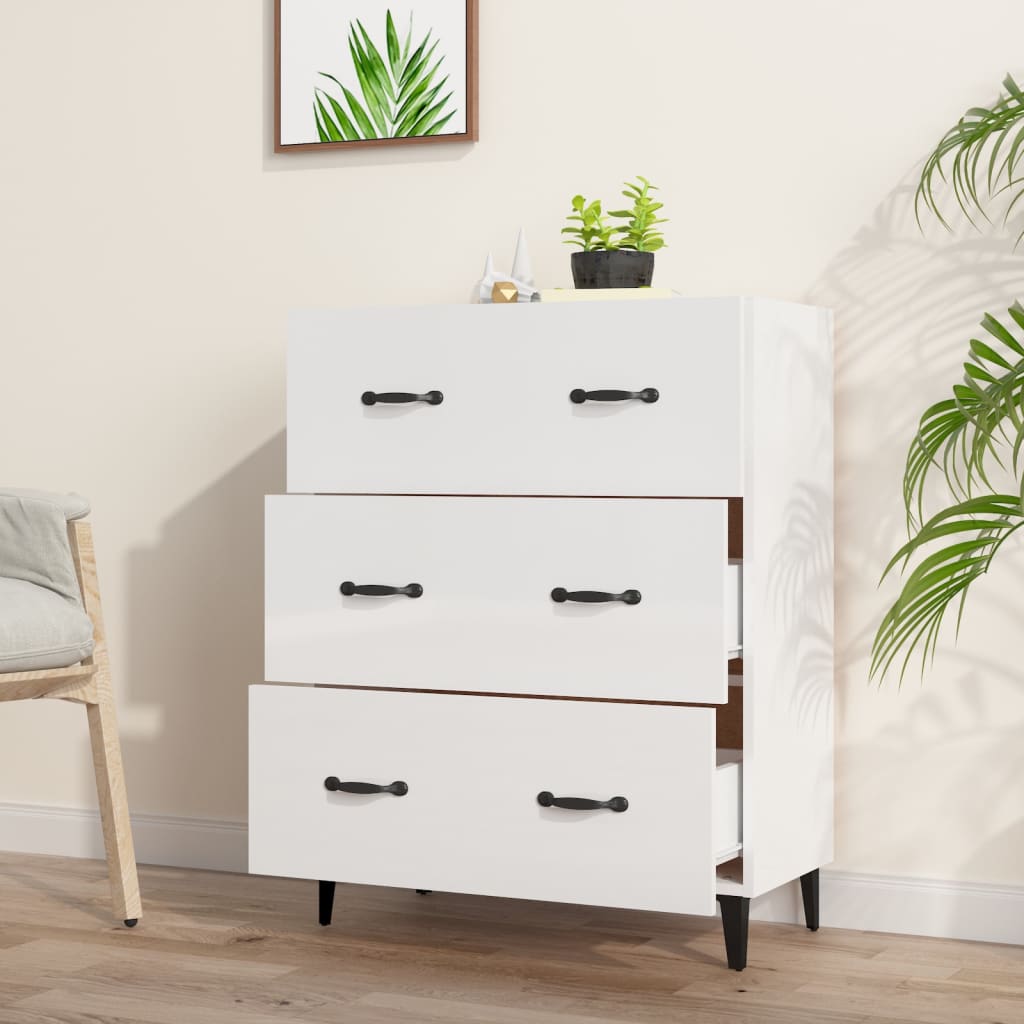 Sideboard Hochglanz-Weiß 69,5x34x90 cm Holzwerkstoff
