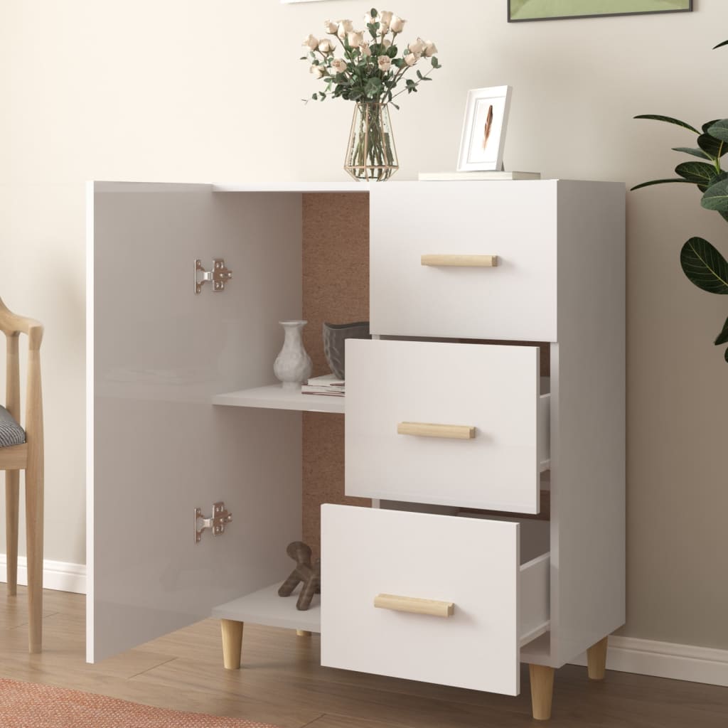 Sideboard Hochglanz-Weiß 69,5x34x90 cm Holzwerkstoff