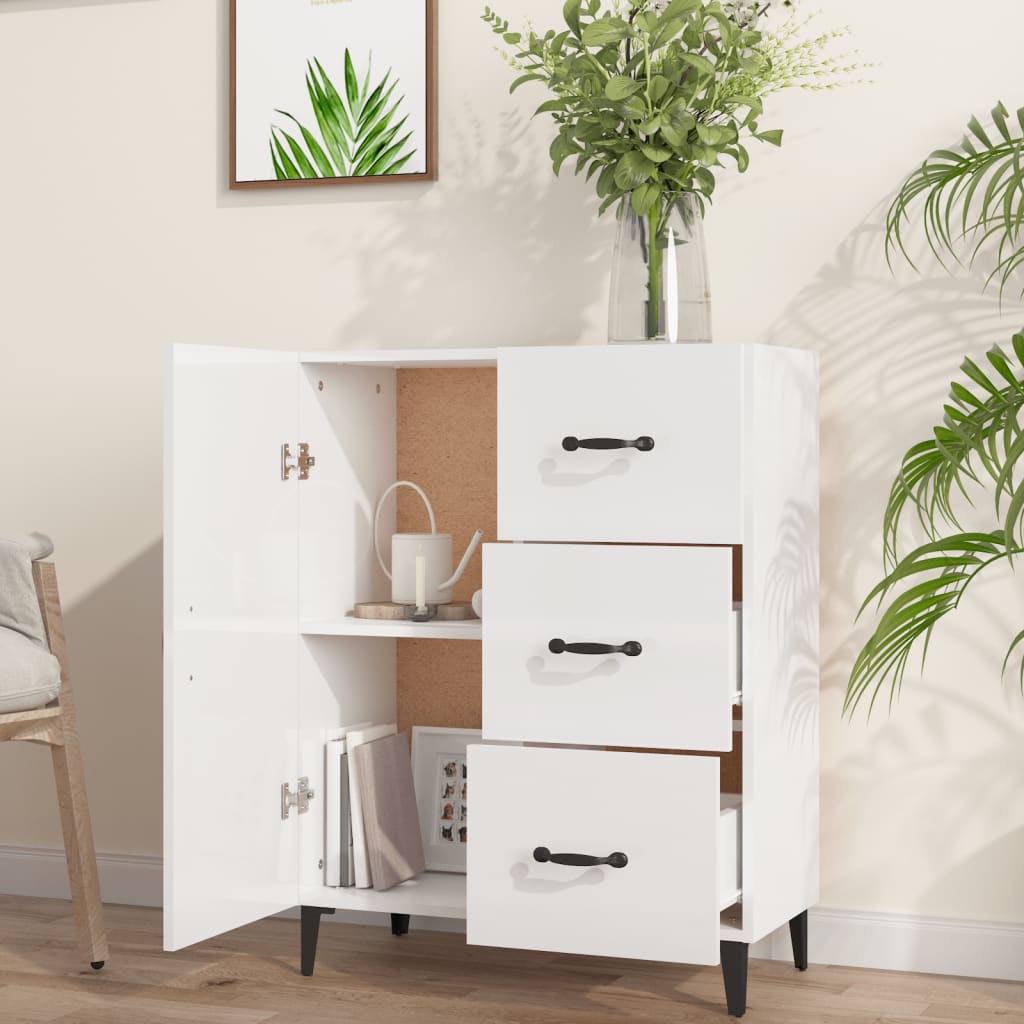 Sideboard Hochglanz-Weiß 69,5x34x90 cm Holzwerkstoff