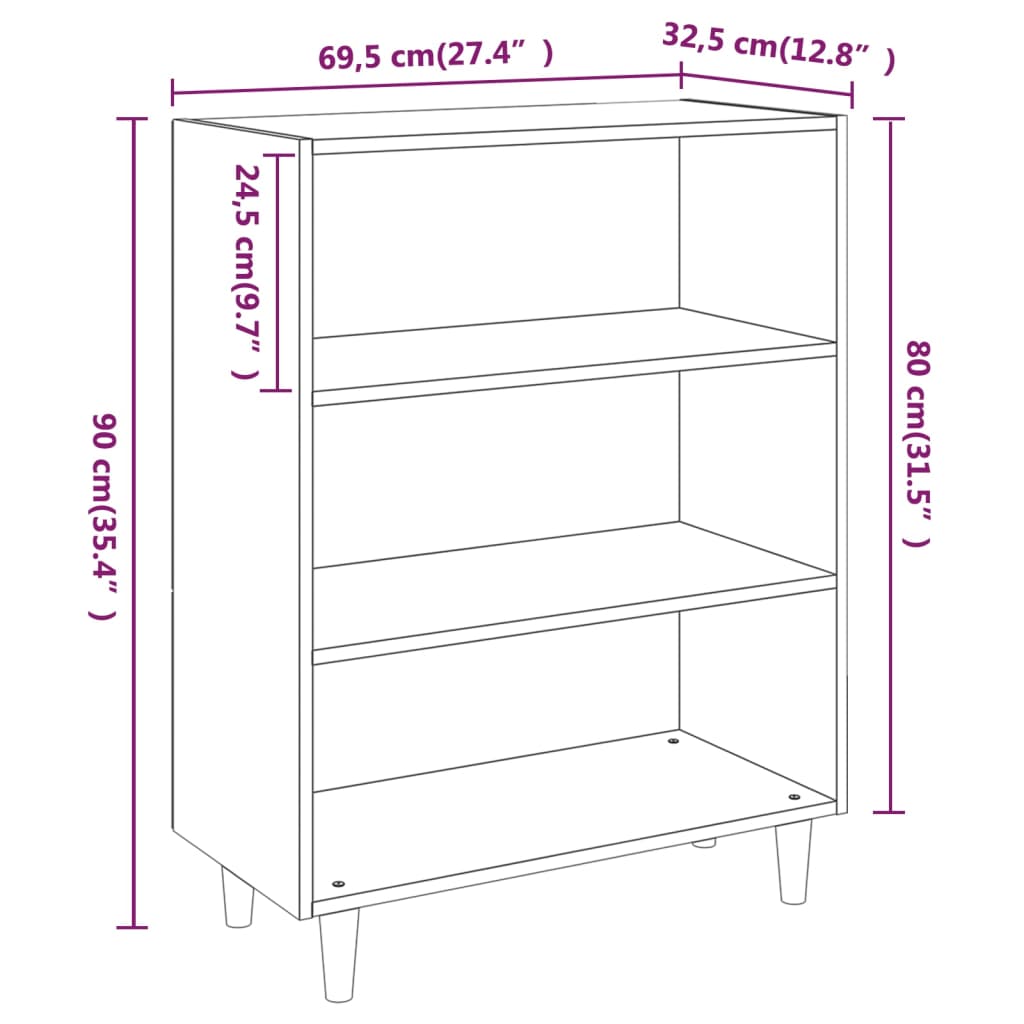 Sideboard Hochglanz-Weiß 69,5x32,5x90 cm Holzwerkstoff