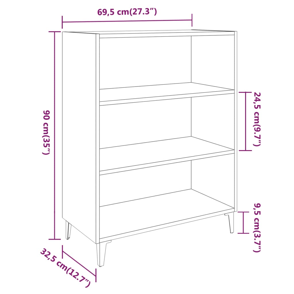 Sideboard Weiß 69,5x32,5x90 cm Holzwerkstoff