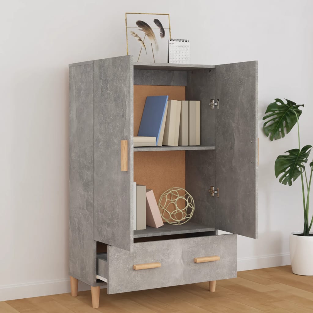 Highboard Betongrau 70x31x115 cm Holzwerkstoff