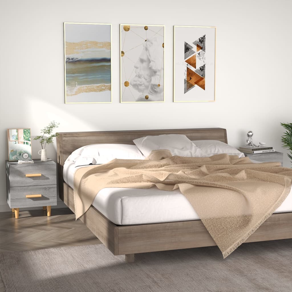 Nachttische 2 Stk. Grau Sonoma 40x35x47,5 cm