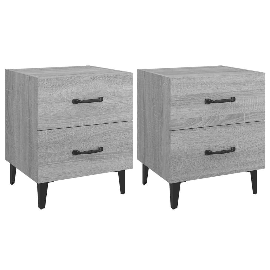 Nachttische 2 Stk. Grau Sonoma 40x35x47,5 cm