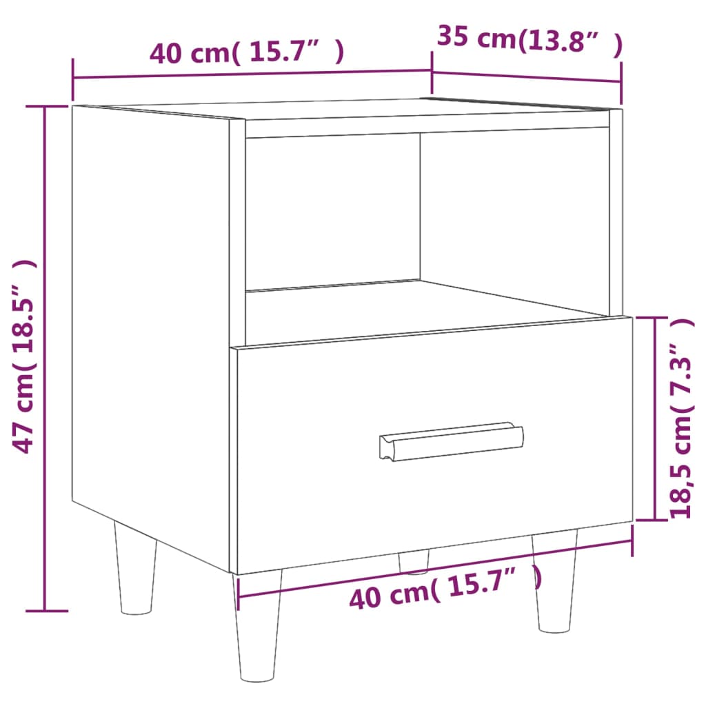 Nachttische 2 Stk. Grau Sonoma 40x35x47 cm