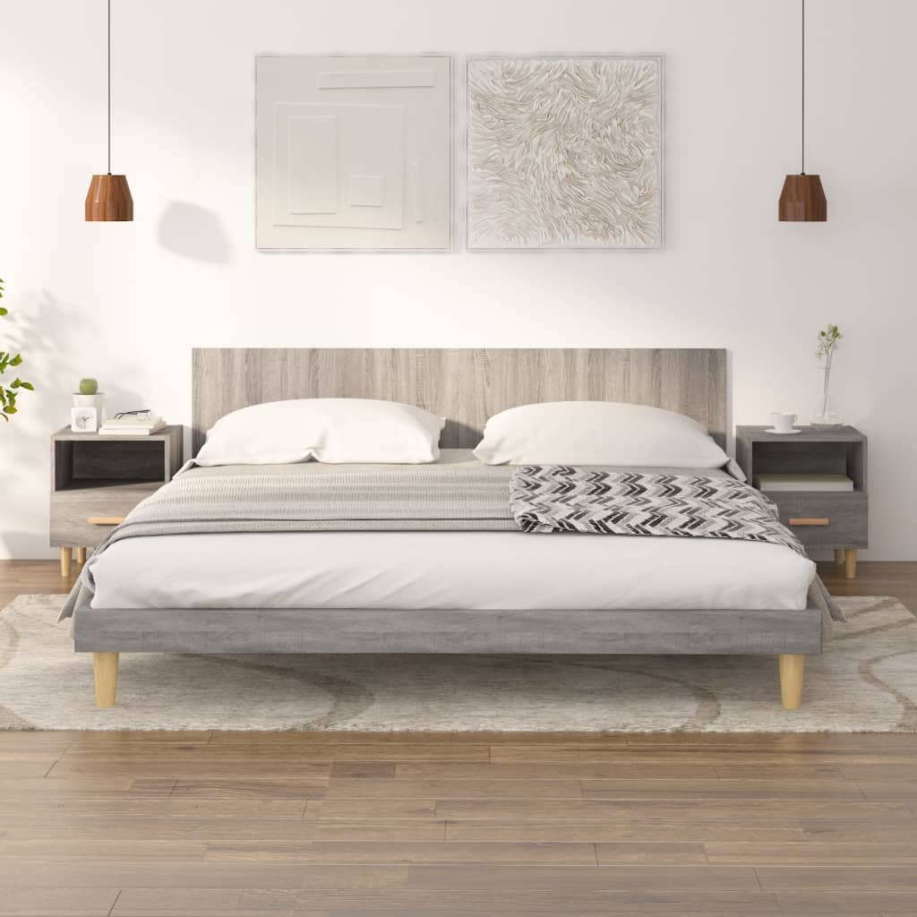 Nachttische 2 Stk. Grau Sonoma 40x35x47 cm