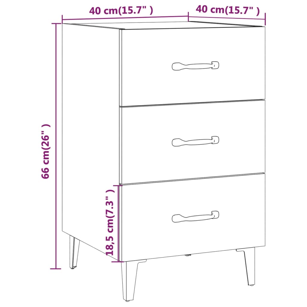 Nachttisch Grau Sonoma 40x40x66 cm Holzwerkstoff