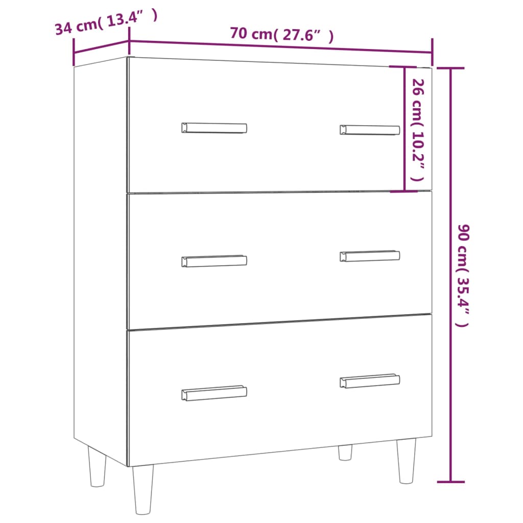 Sideboard Grau Sonoma 70x34x90 cm Holzwerkstoff