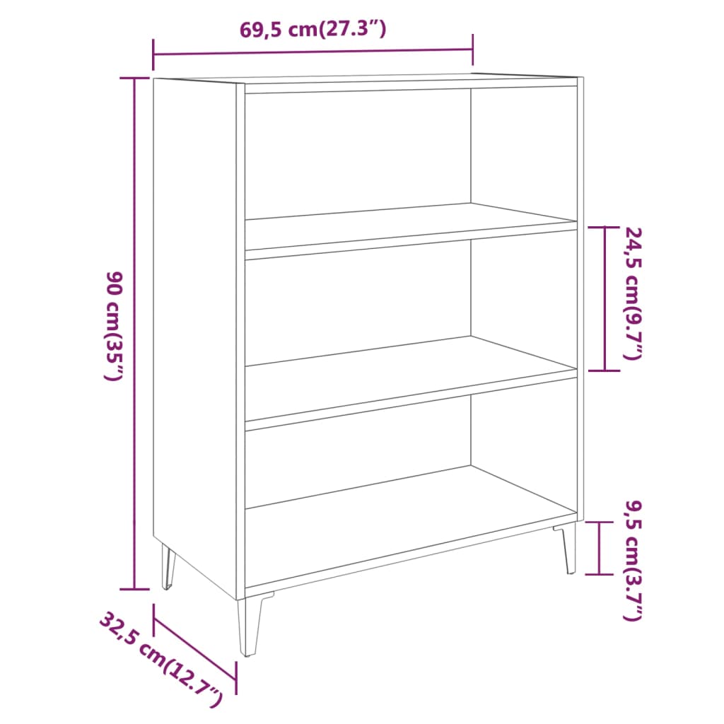 Sideboard Grau Sonoma 69,5x32,5x90 cm Holzwerkstoff