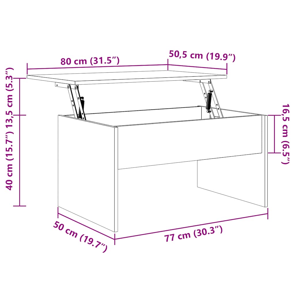 Couchtisch Braun Eichen-Optik 80x50,5x41,5 cm Holzwerkstoff